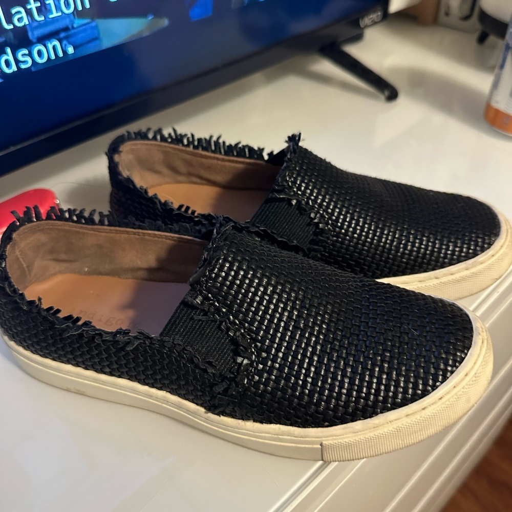 Stylish Black Woven Slip-On Sneakers